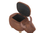  Storage Animal Stool COW Faux Leather Light Brown Cow