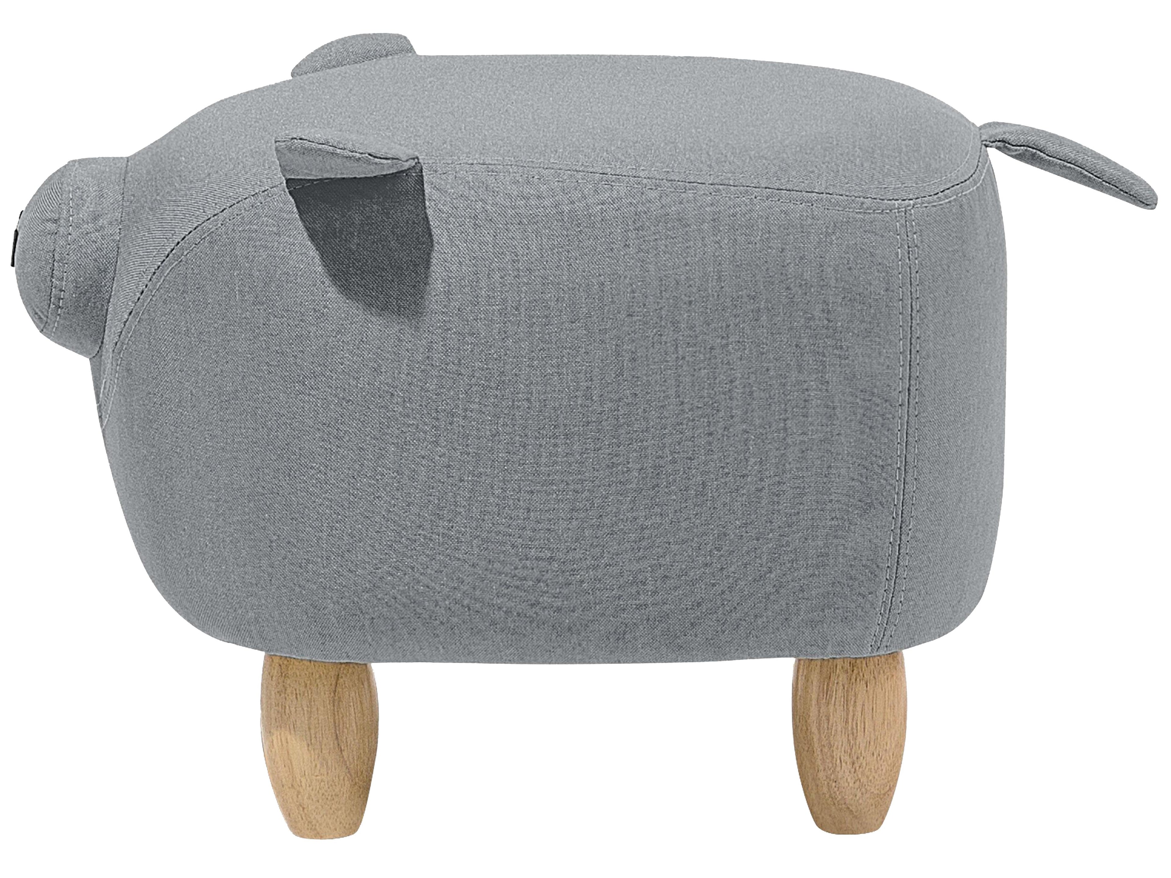  Animal Stool PIGGY Fabric Light Grey Pig