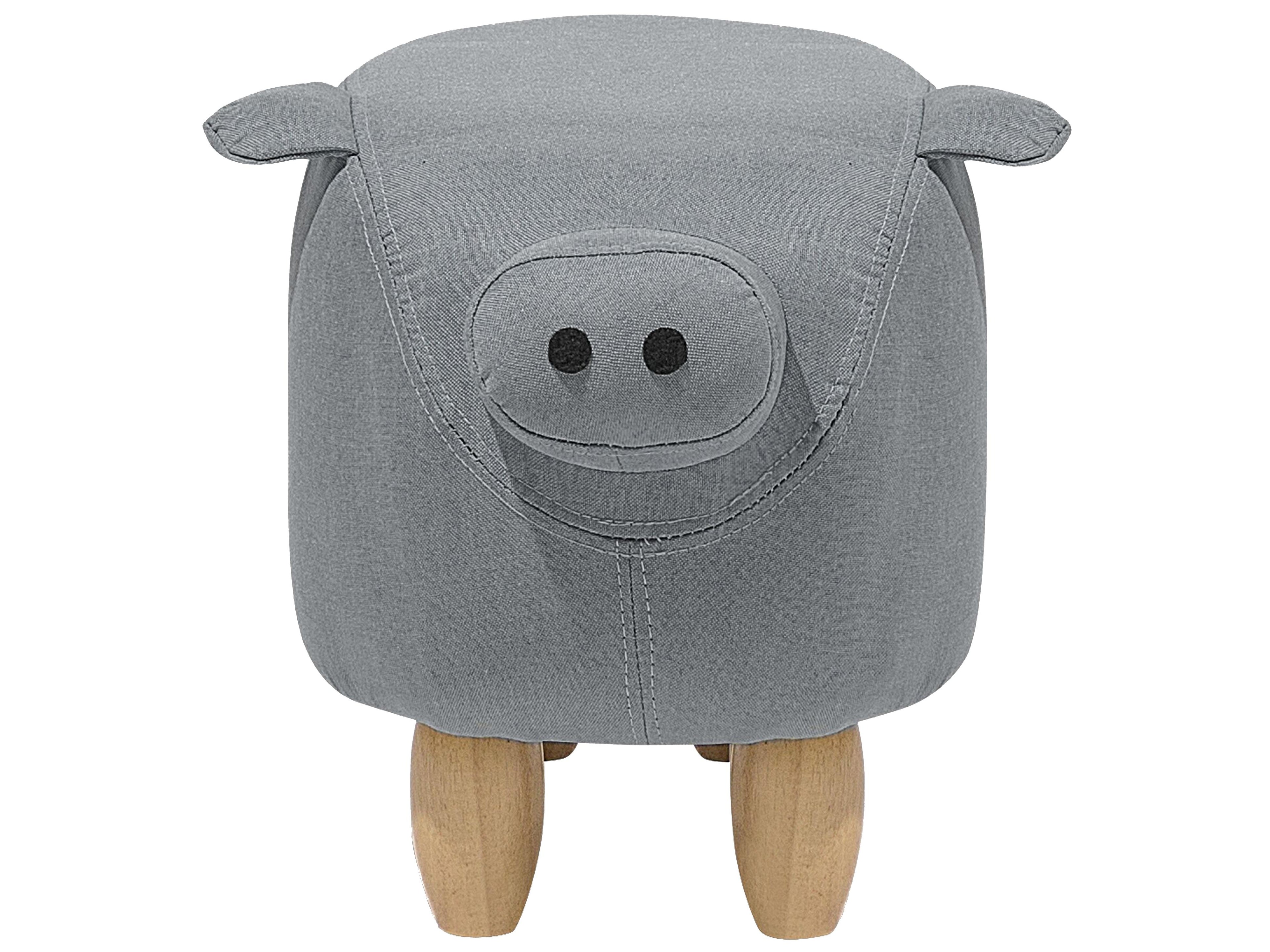  Animal Stool PIGGY Fabric Light Grey Pig