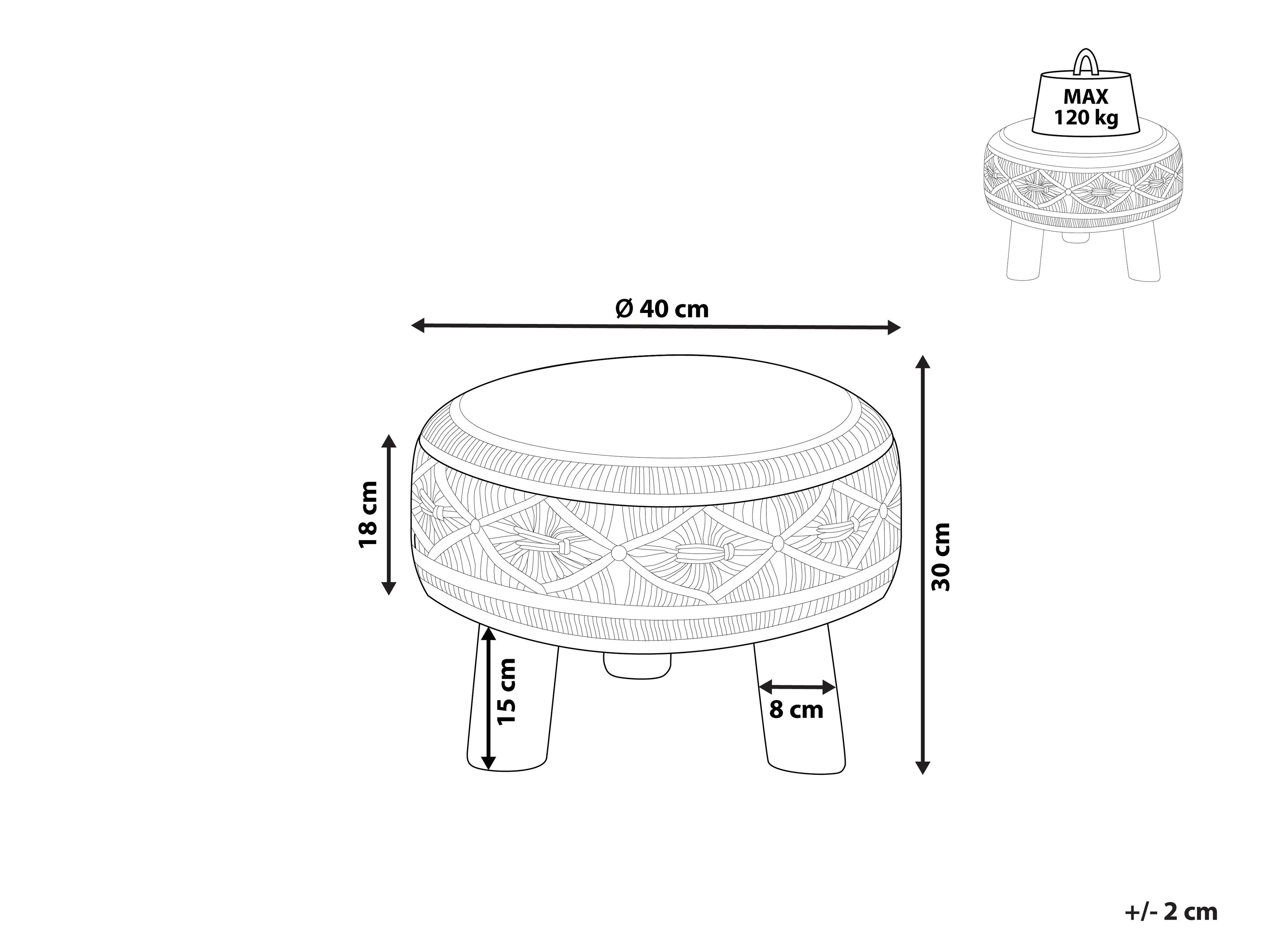  Footstool MUNDRA Cotton Grey