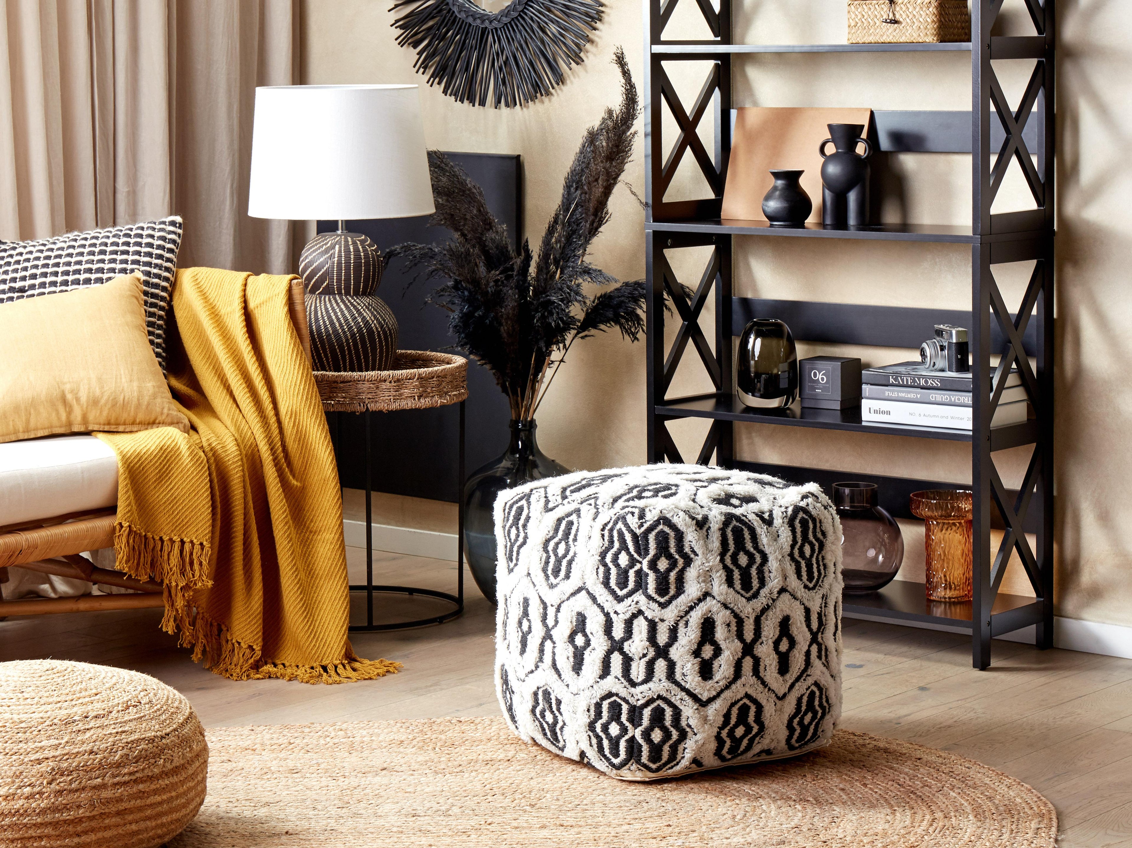  Pouffe ORAI Wool Black/ White