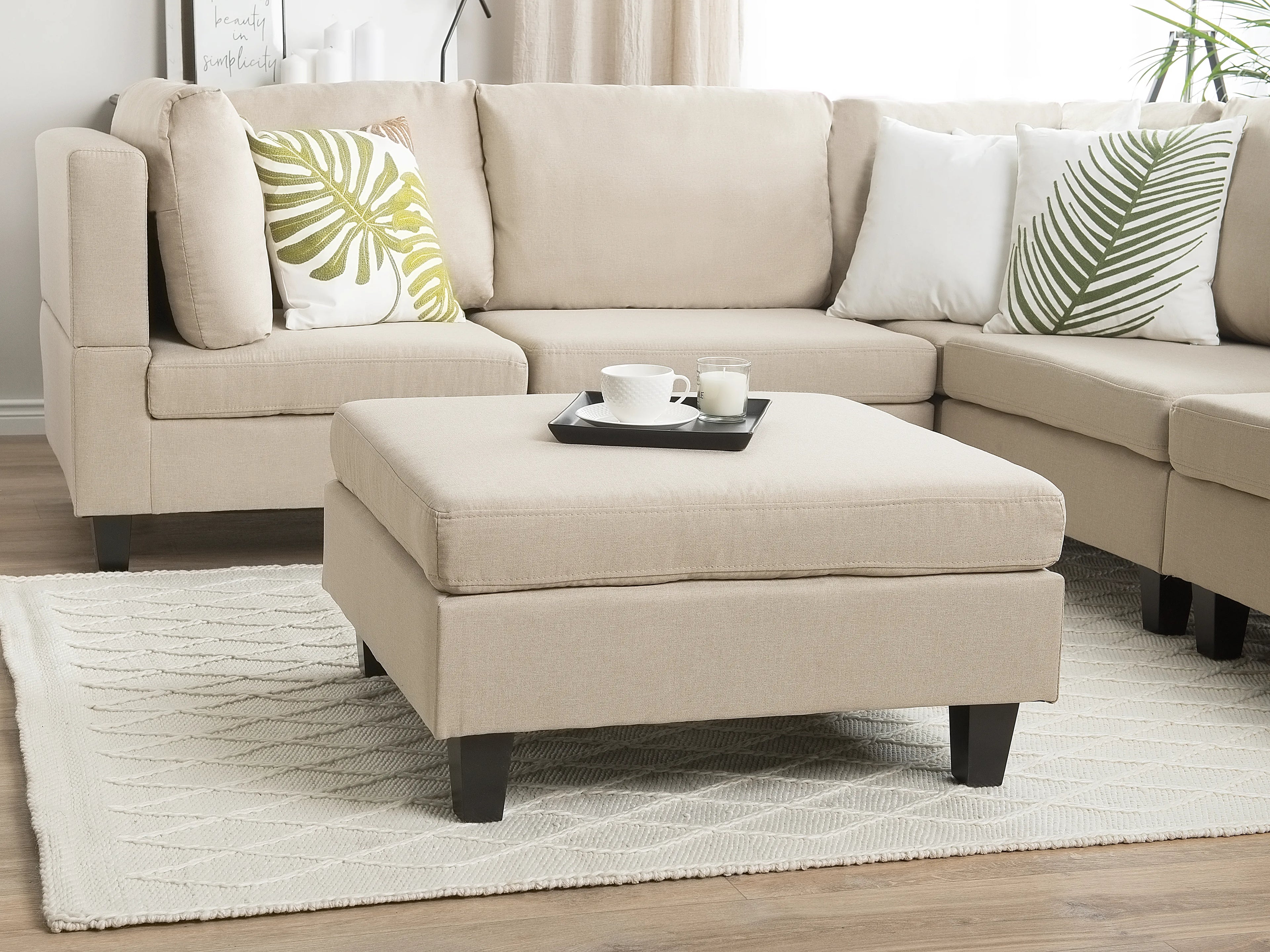  Ottoman FEVIK Fabric Beige