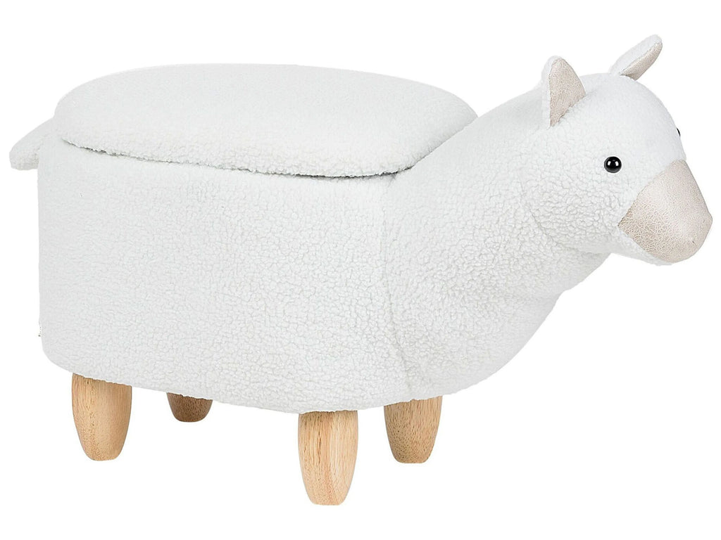  Storage Animal Stool ALPACA Fabric White Alpaca