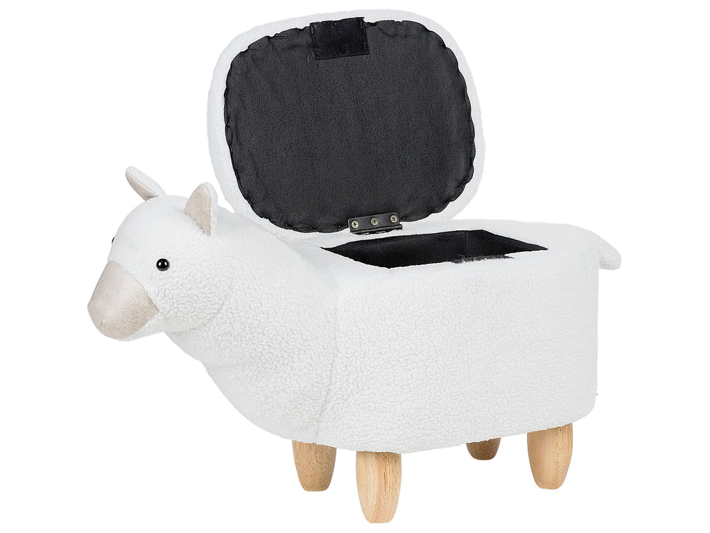  Storage Animal Stool ALPACA Fabric White Alpaca