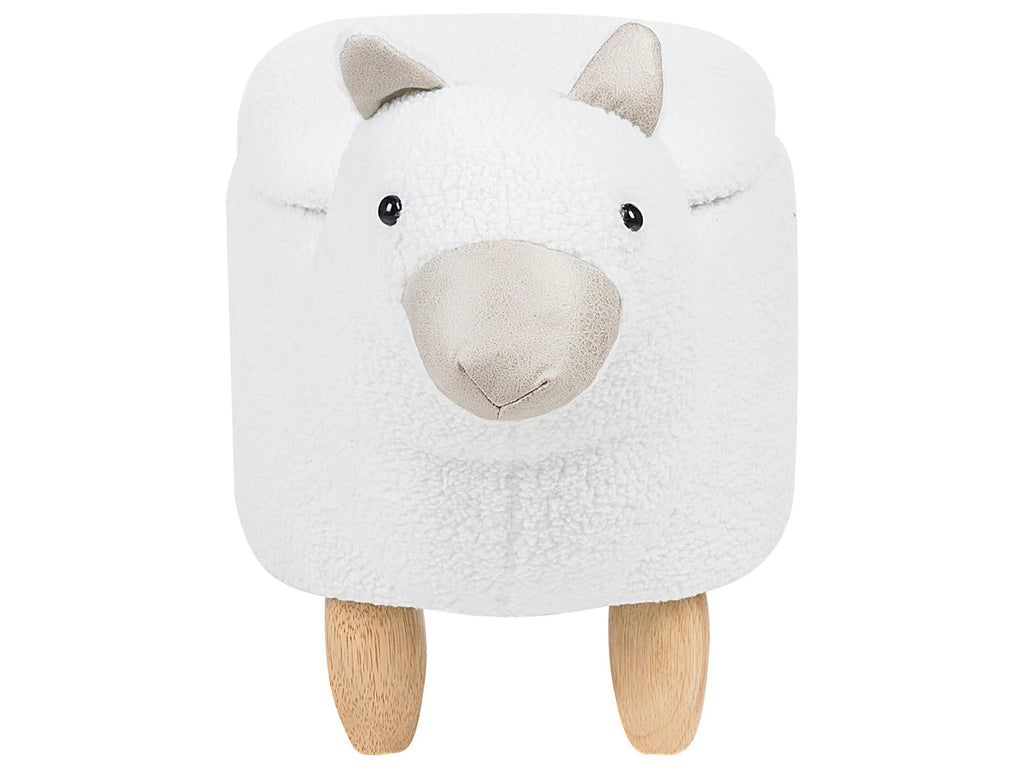  Storage Animal Stool ALPACA Fabric White Alpaca