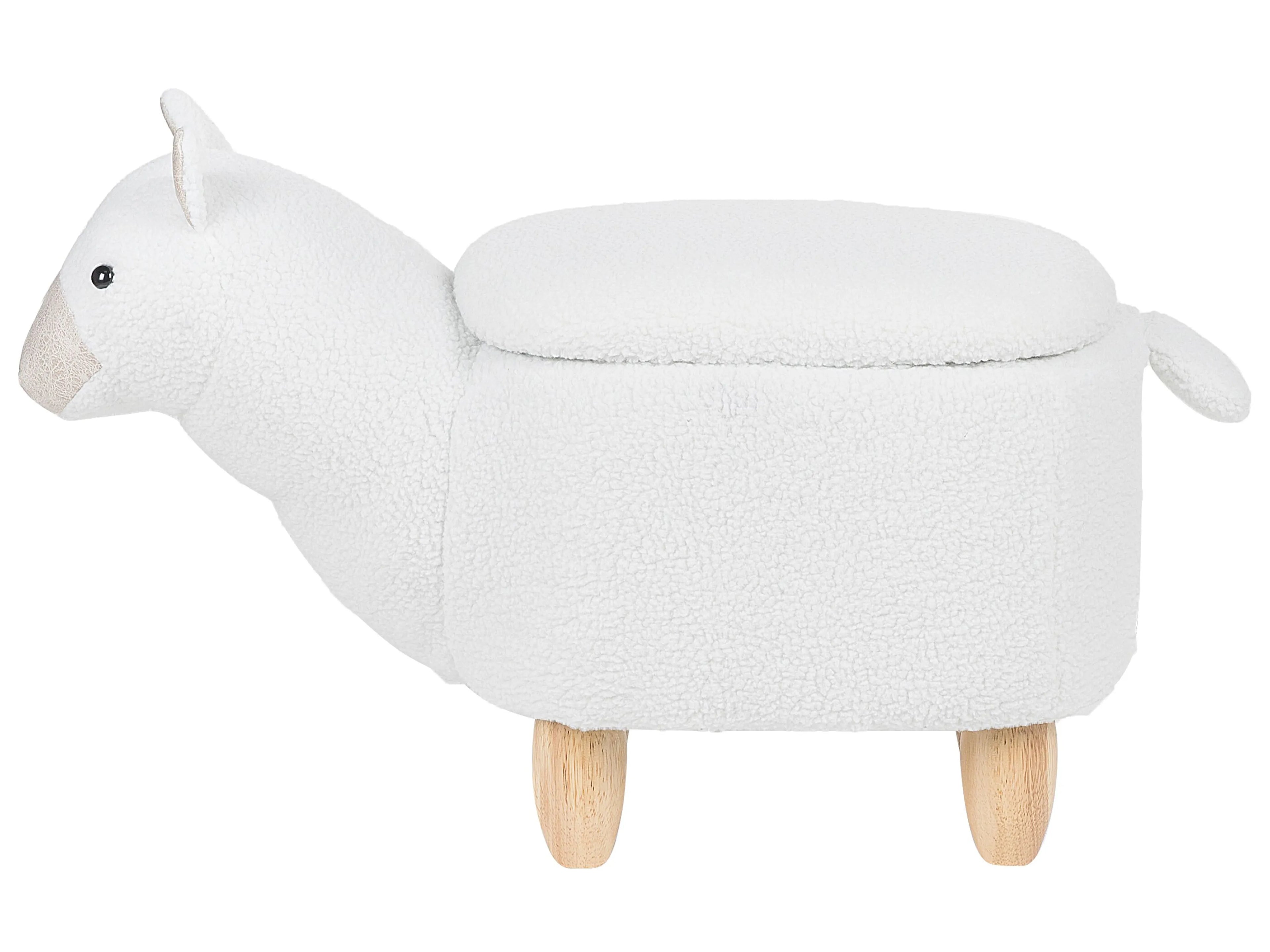  Storage Animal Stool ALPACA Fabric White Alpaca
