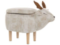  Storage Animal Stool REINDEER Fabric Beige Reindeer