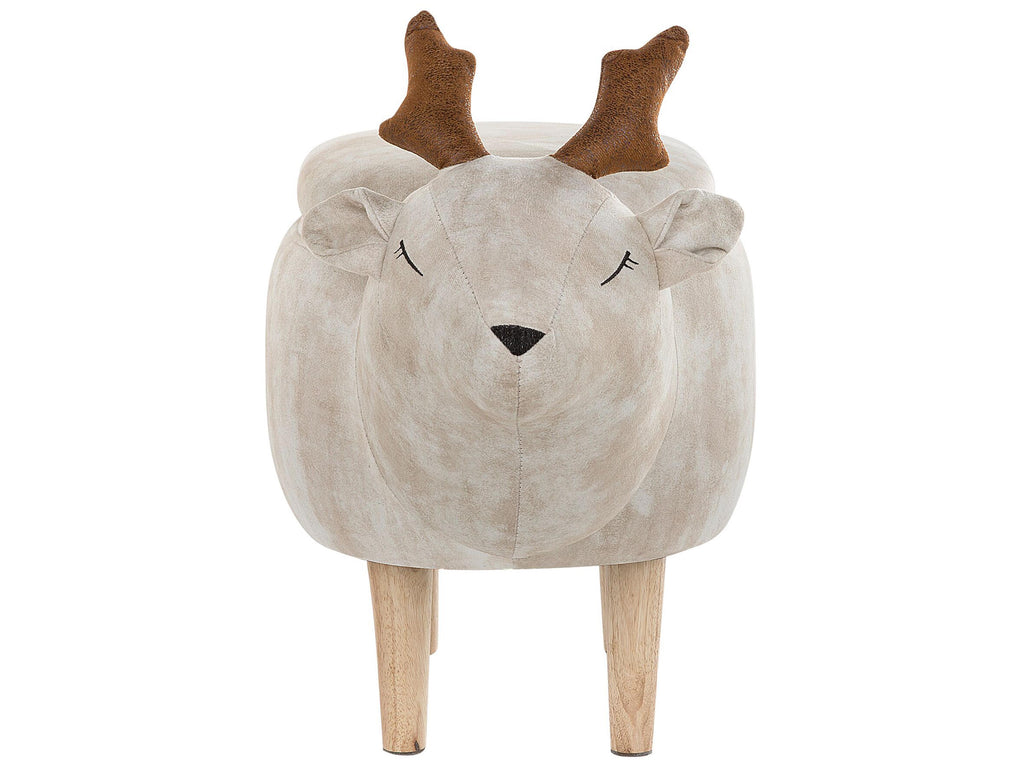  Storage Animal Stool REINDEER Fabric Beige Reindeer