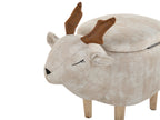  Storage Animal Stool REINDEER Fabric Beige Reindeer