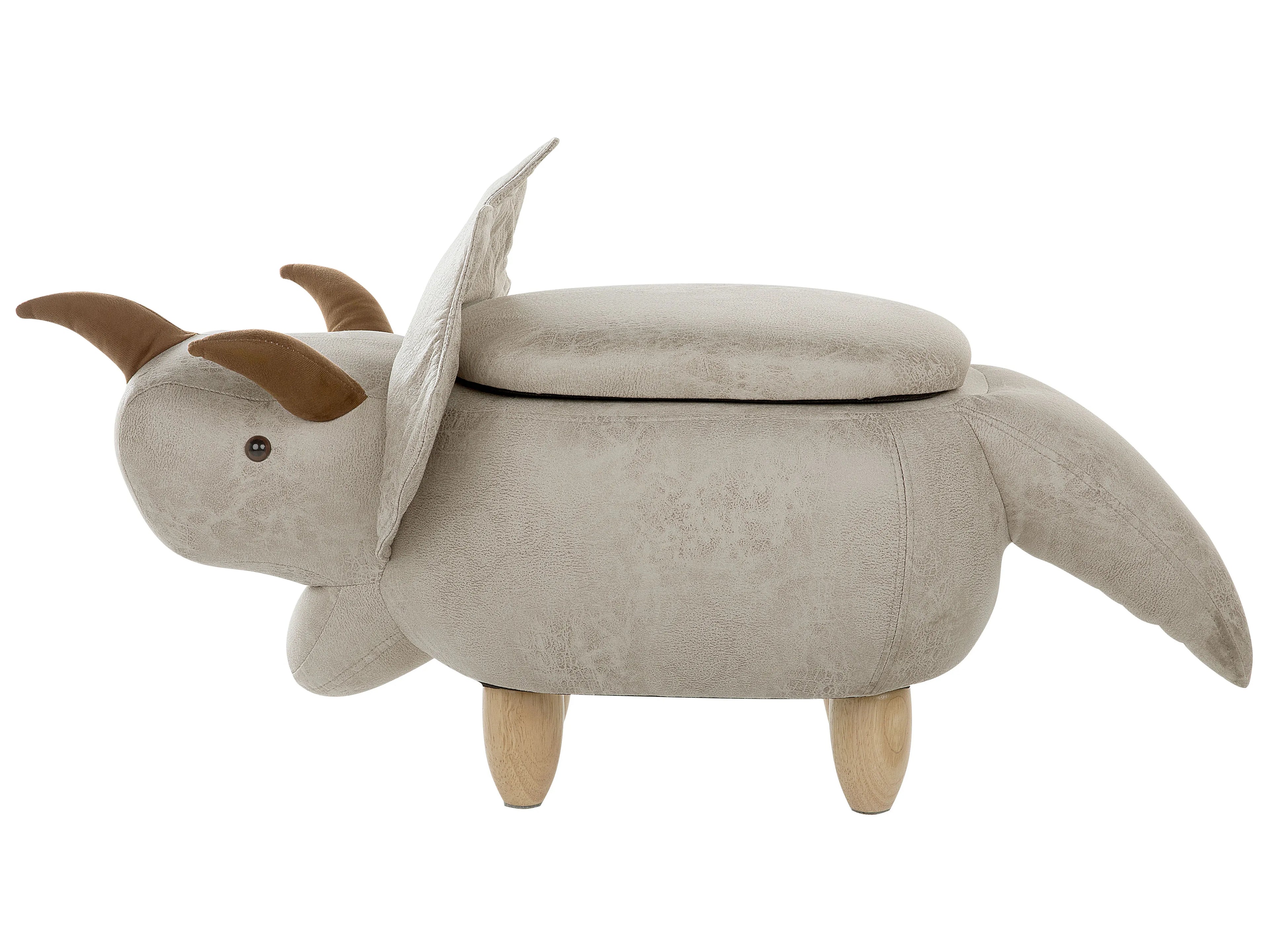  Storage Animal Stool TRICERATOPS Fabric Light Grey Dinosaur