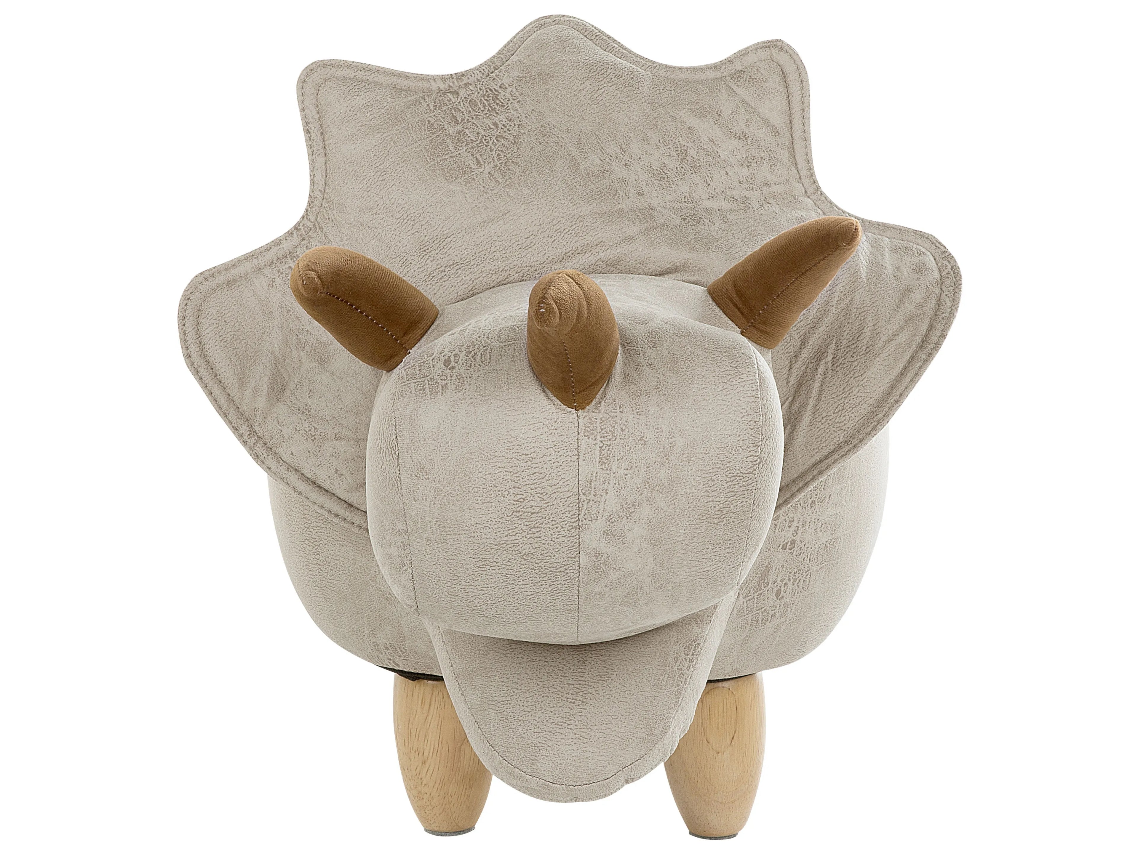  Storage Animal Stool TRICERATOPS Fabric Light Grey Dinosaur