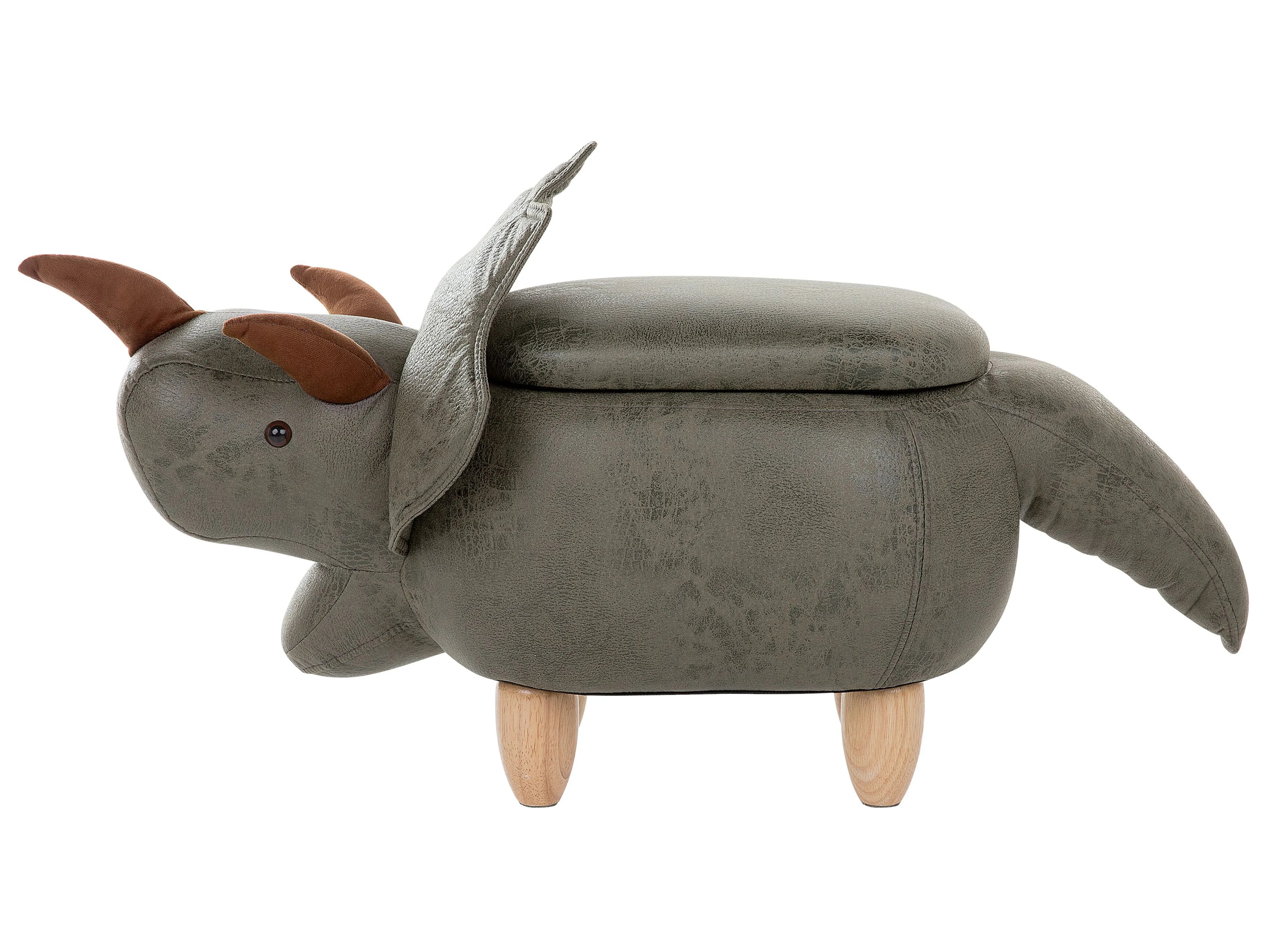  Storage Animal Stool TRICERATOPS Fabric Dark Green Dinosaur