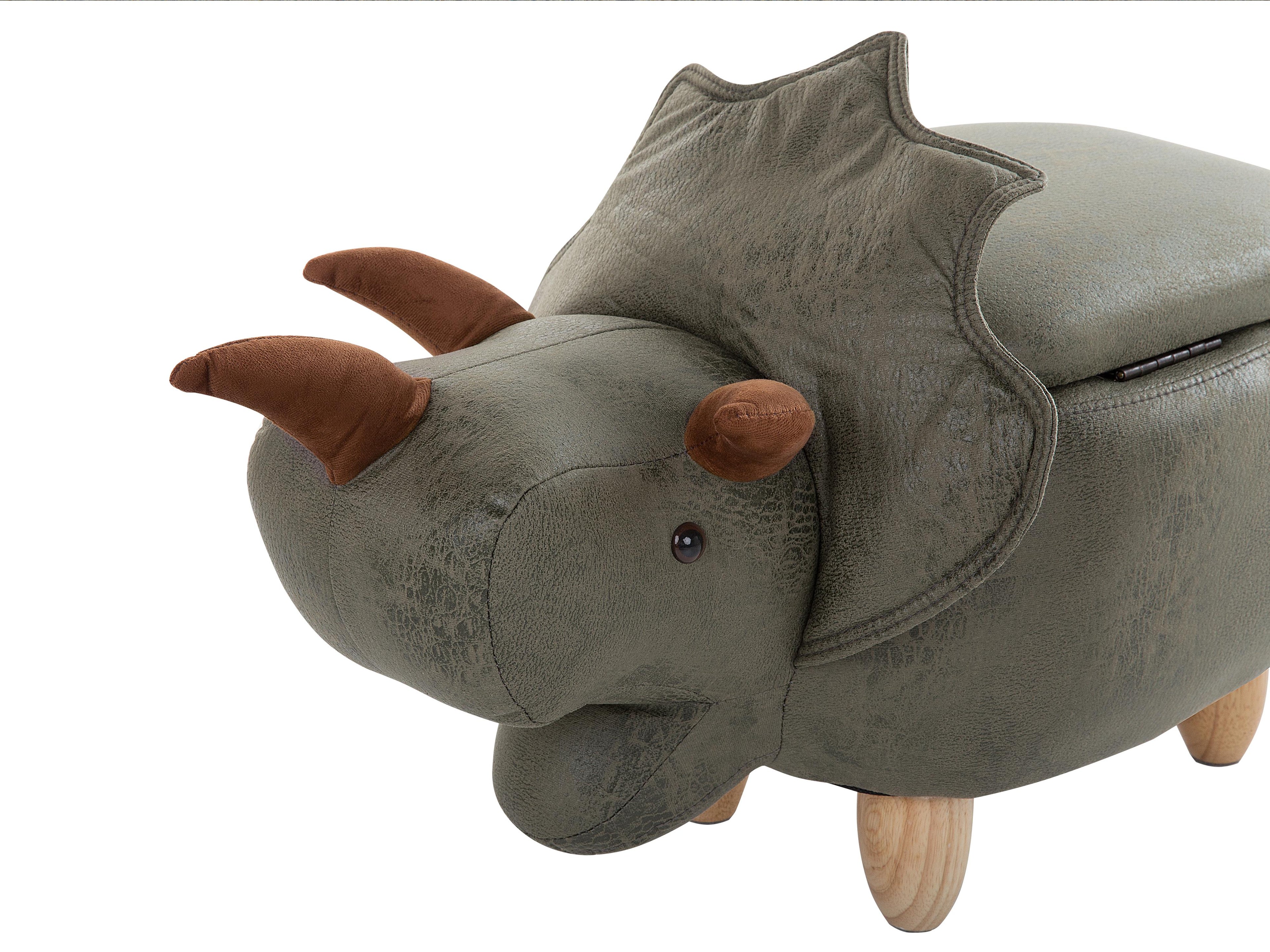  Storage Animal Stool TRICERATOPS Fabric Dark Green Dinosaur