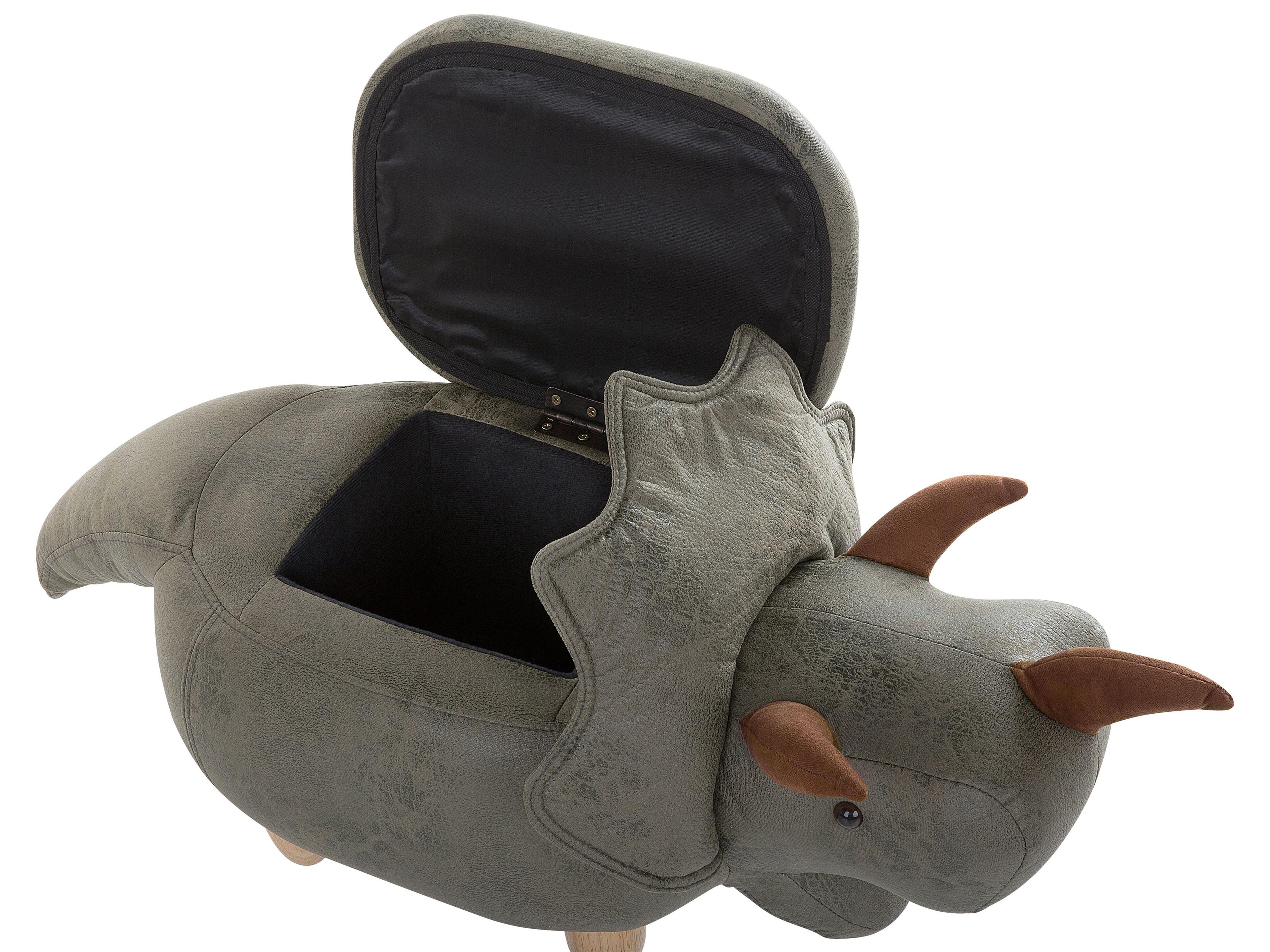  Storage Animal Stool TRICERATOPS Fabric Dark Green Dinosaur