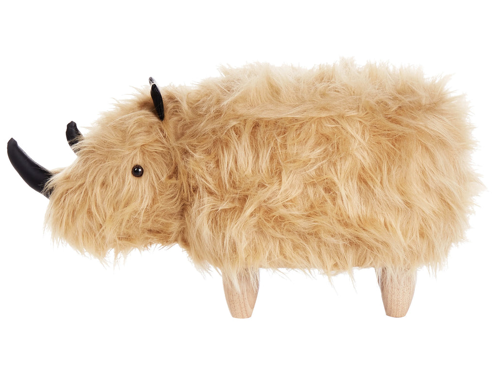 Animal Stool WOOLLY Faux Fur Sand Beige Rhino