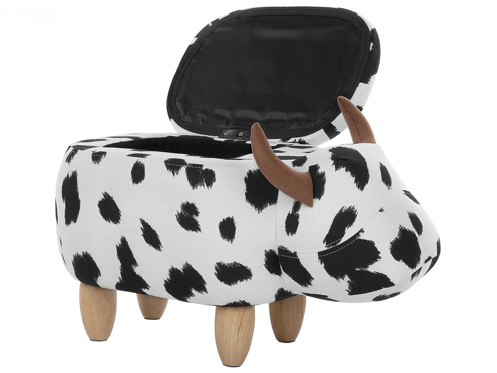  Storage Animal Stool COW Fabric White Cow