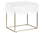  Footstool MANHATTAN Faux Fur White