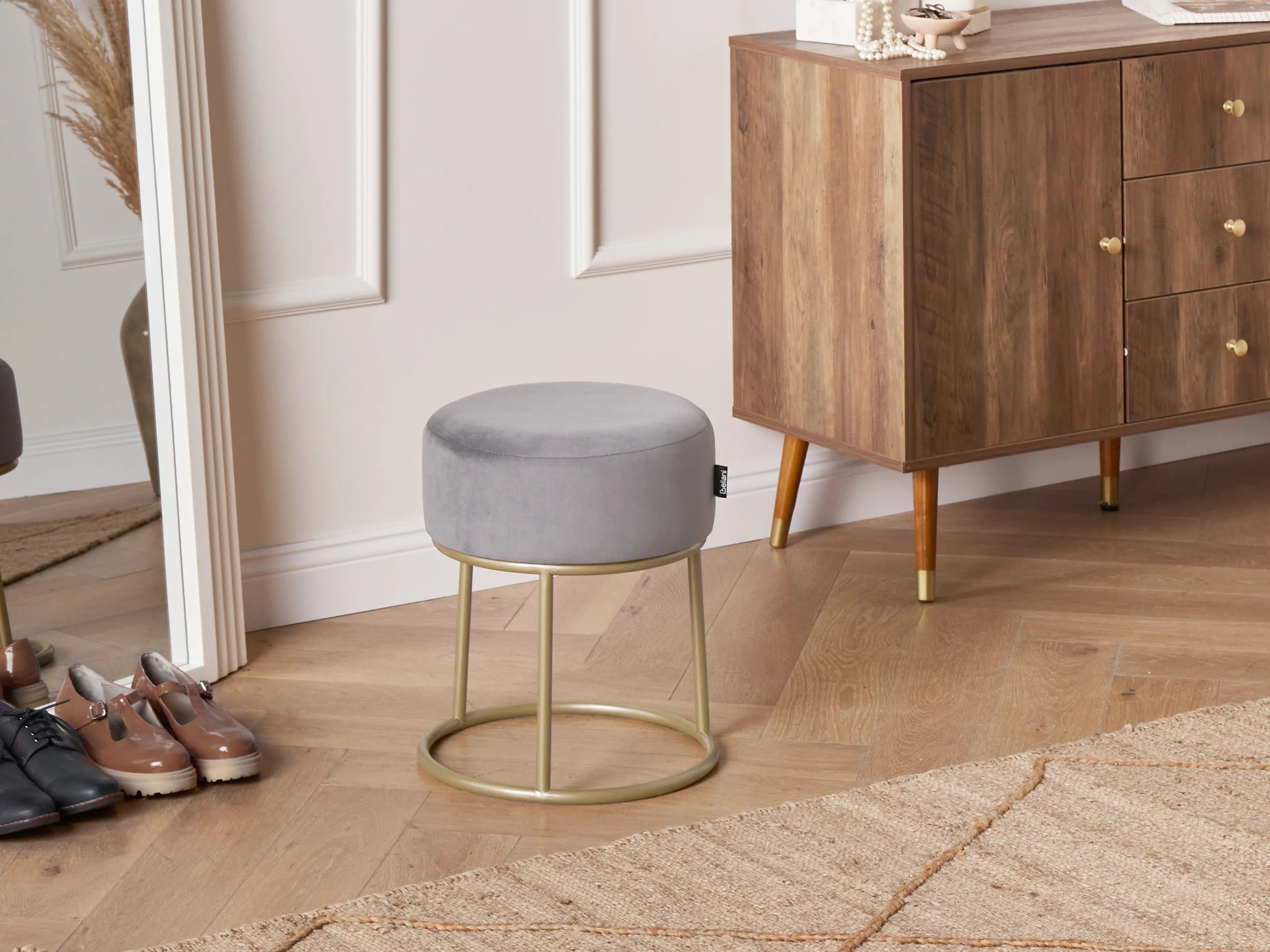  Footstool DELCO Velvet Grey
