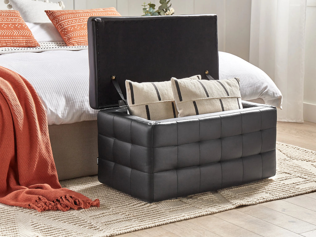  Storage Ottoman MICHIGAN Faux Leather Black