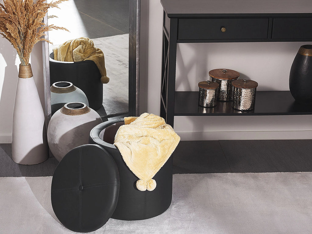  Storage Pouffe MARYLAND Faux Leather Black