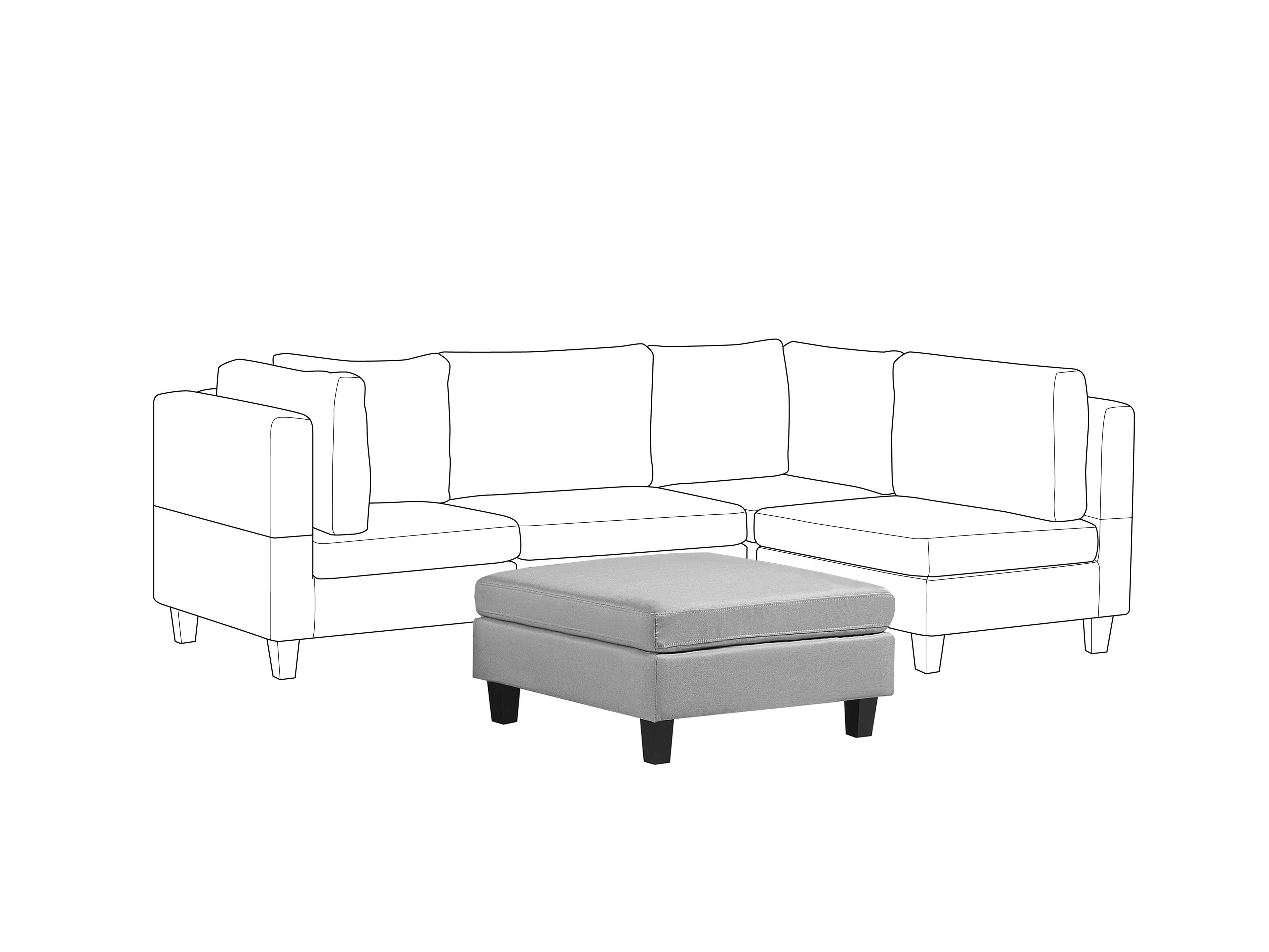  Ottoman FEVIK Fabric Light Grey