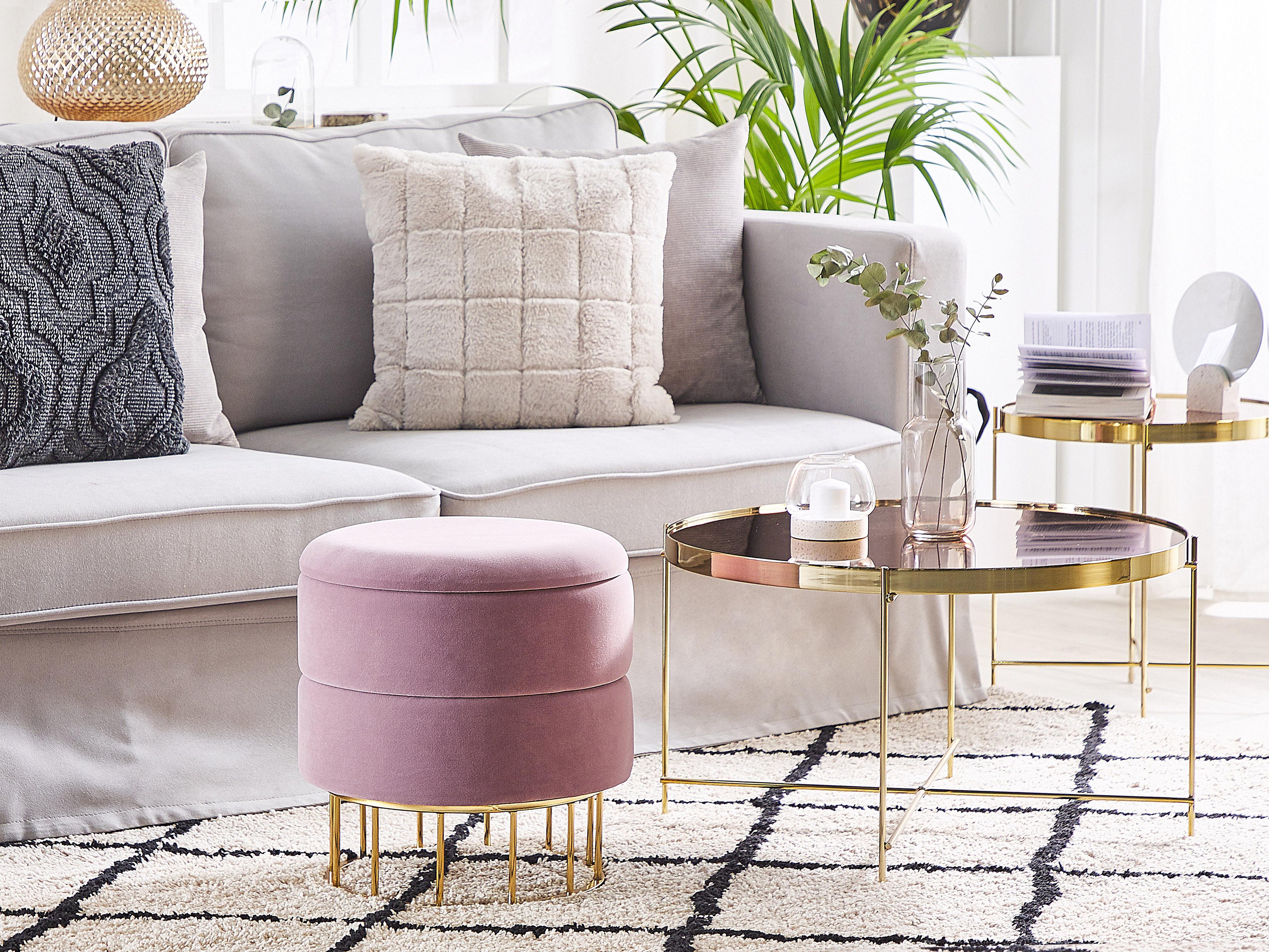  Storage Pouffe ELGIN Velvet Pink