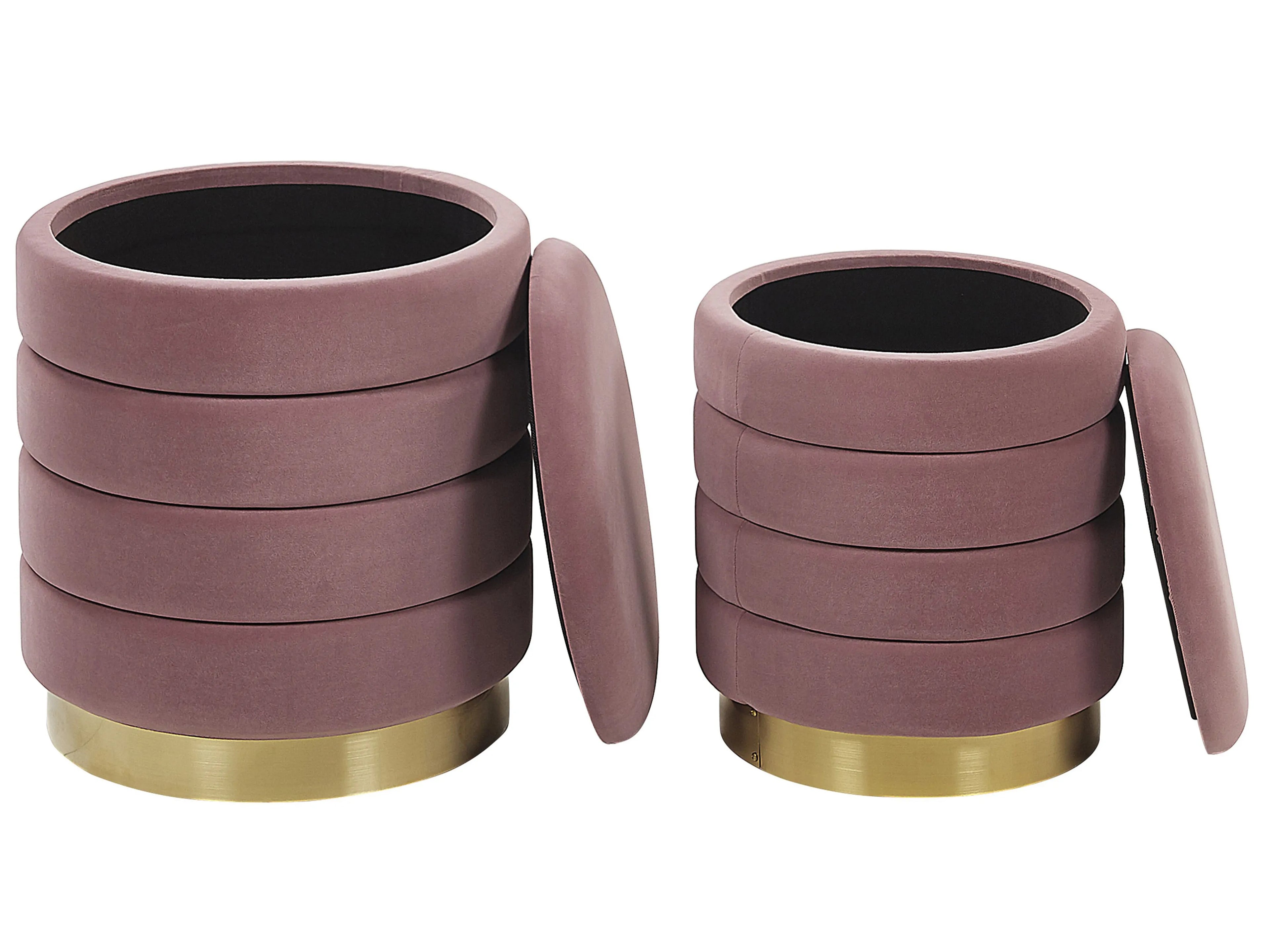  Set Of 2 Storage Pouffes GARLAND Velvet Pink