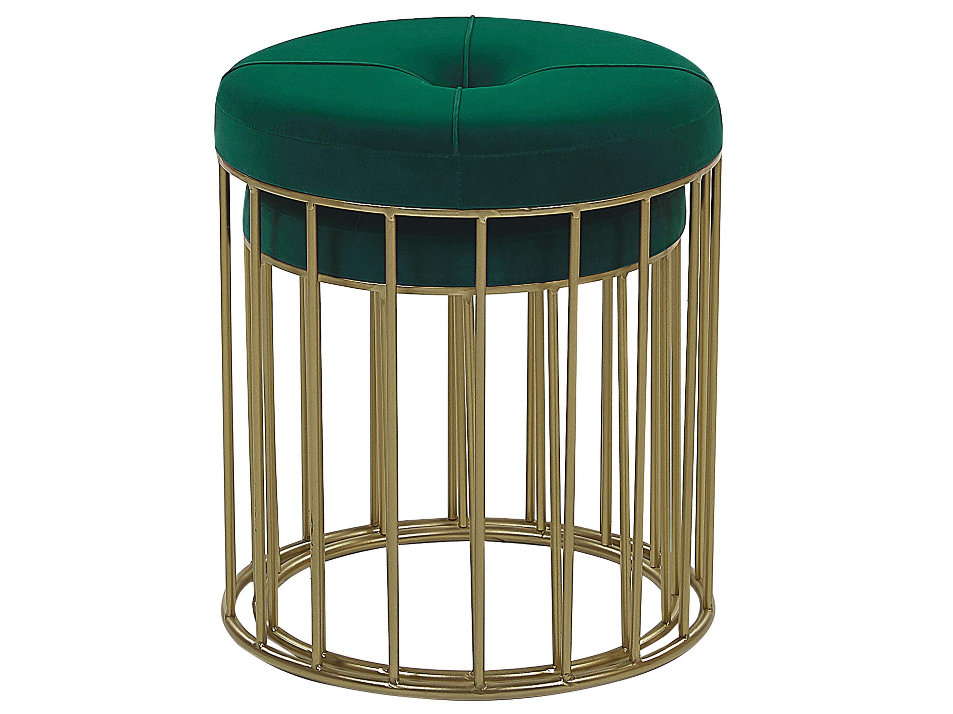  Set Of 2 Footstools LUBBOCK Velvet Dark Green
