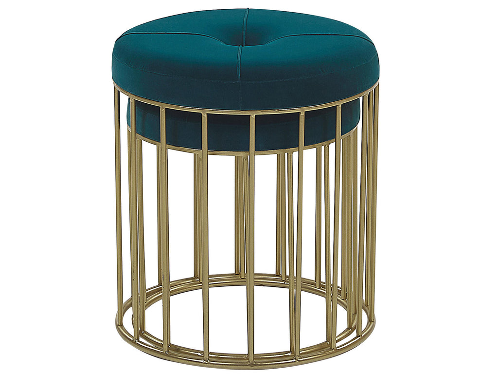  Set Of 2 Footstools LUBBOCK Velvet Teal