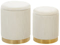  Set Of 2 Storage Pouffes MIRAMAR Velvet White