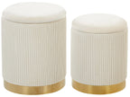  Set Of 2 Storage Pouffes MIRAMAR Velvet White