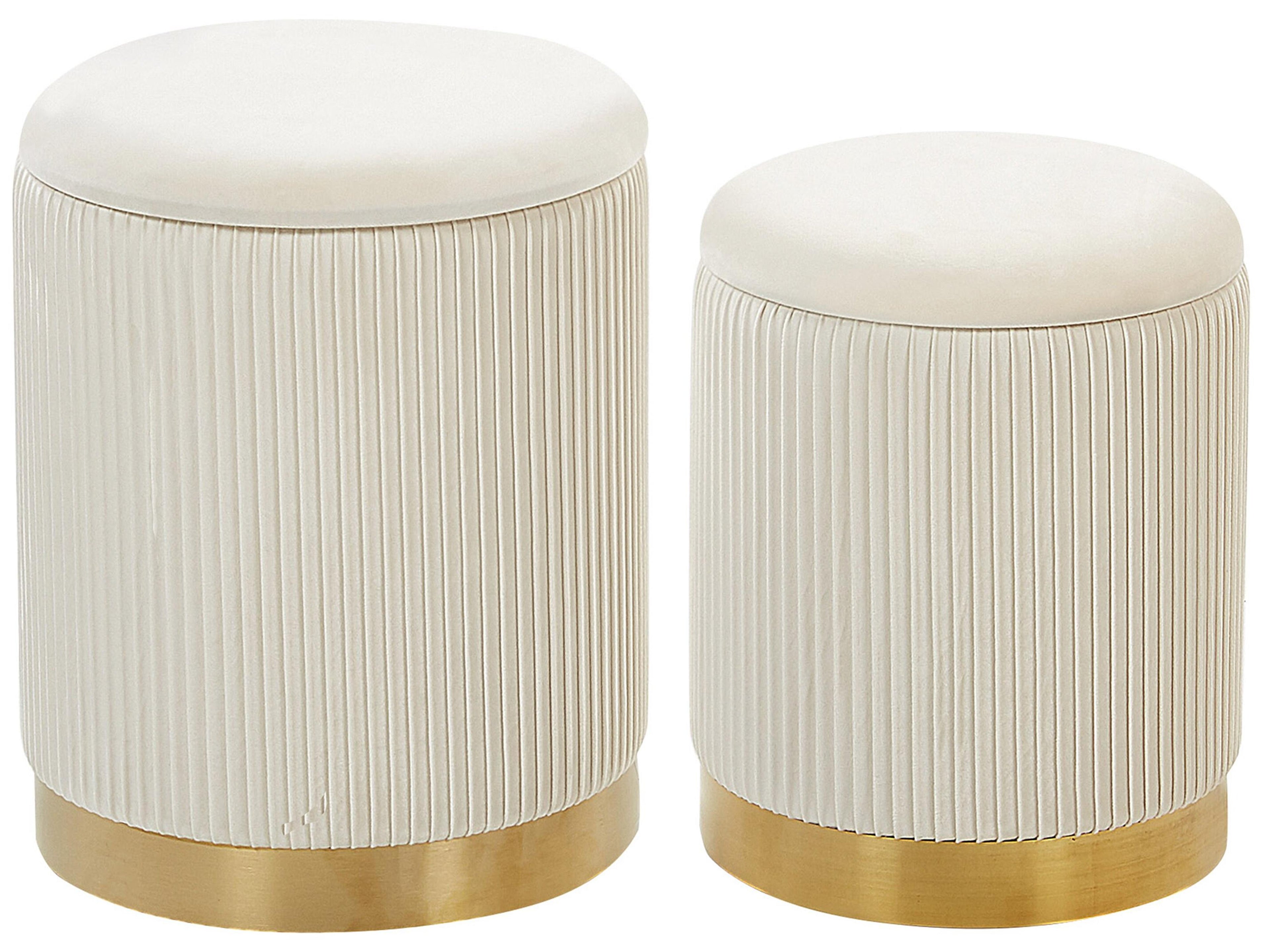  Set Of 2 Storage Pouffes MIRAMAR Velvet White