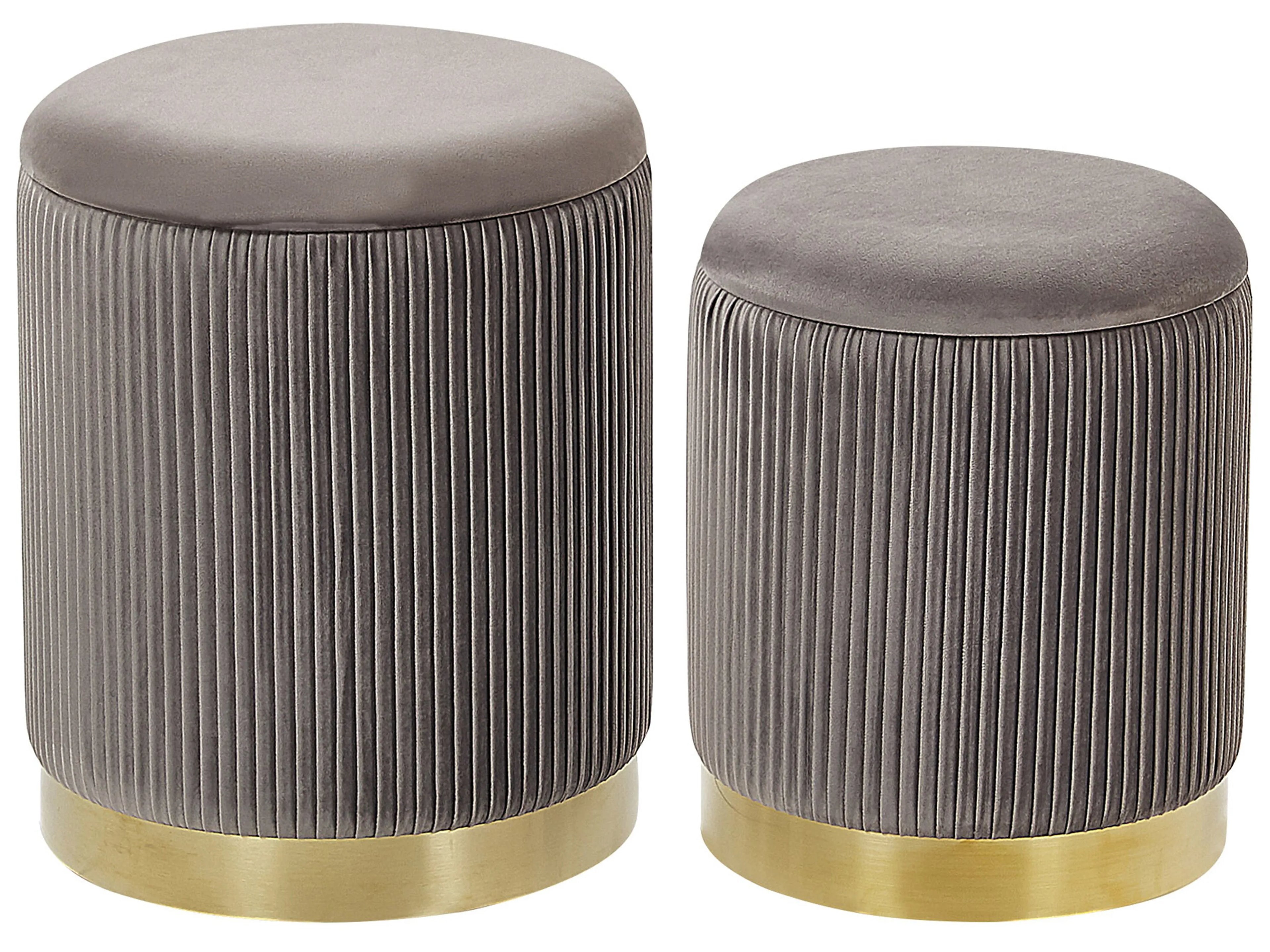  Set Of 2 Storage Pouffes MIRAMAR Velvet Grey