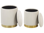 Set Of 2 Storage Pouffes MIRAMAR Velvet White