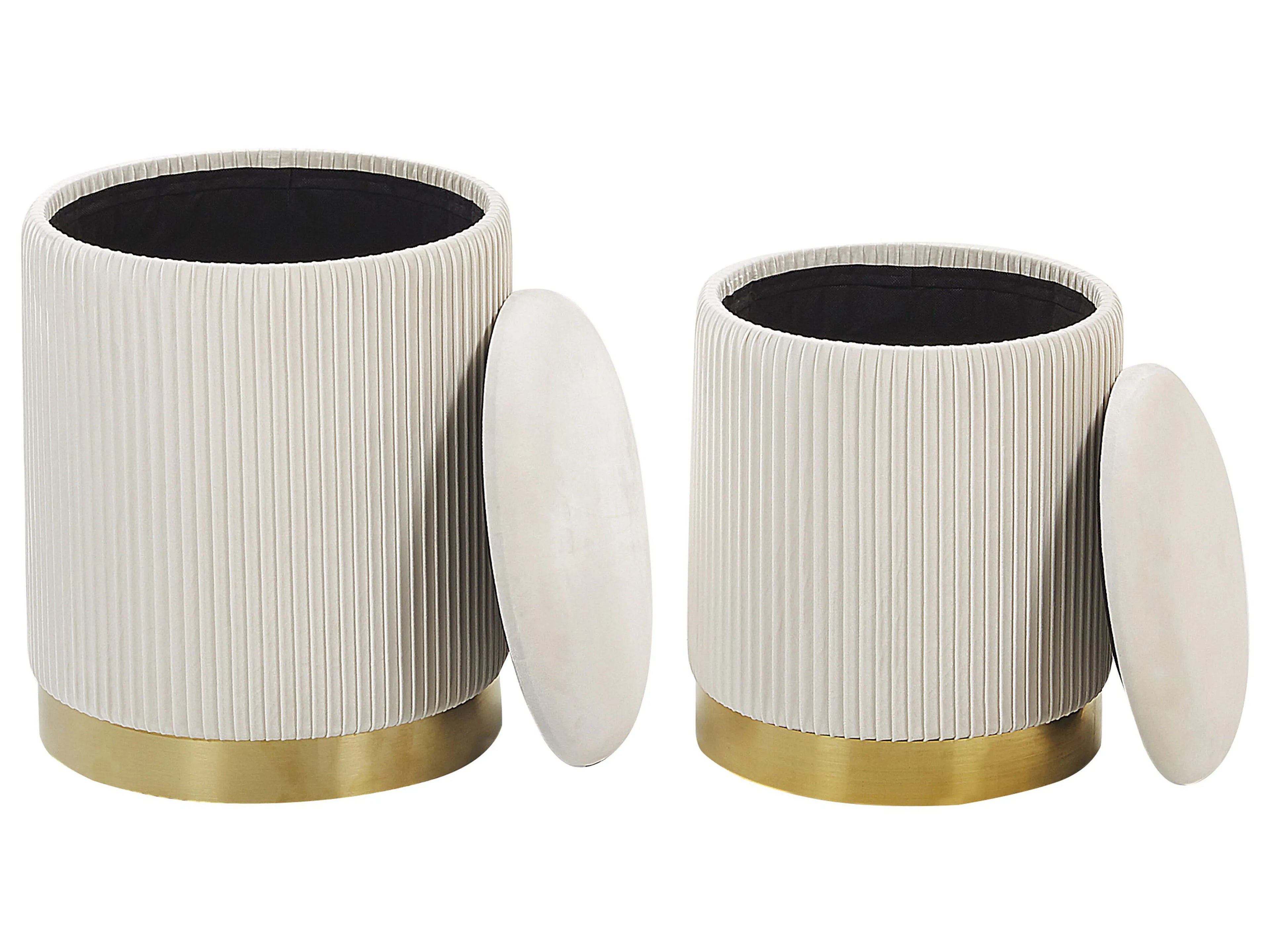  Set Of 2 Storage Pouffes MIRAMAR Velvet White