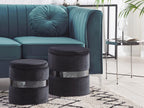  Set Of 2 Storage Pouffes DORIS Velvet Black
