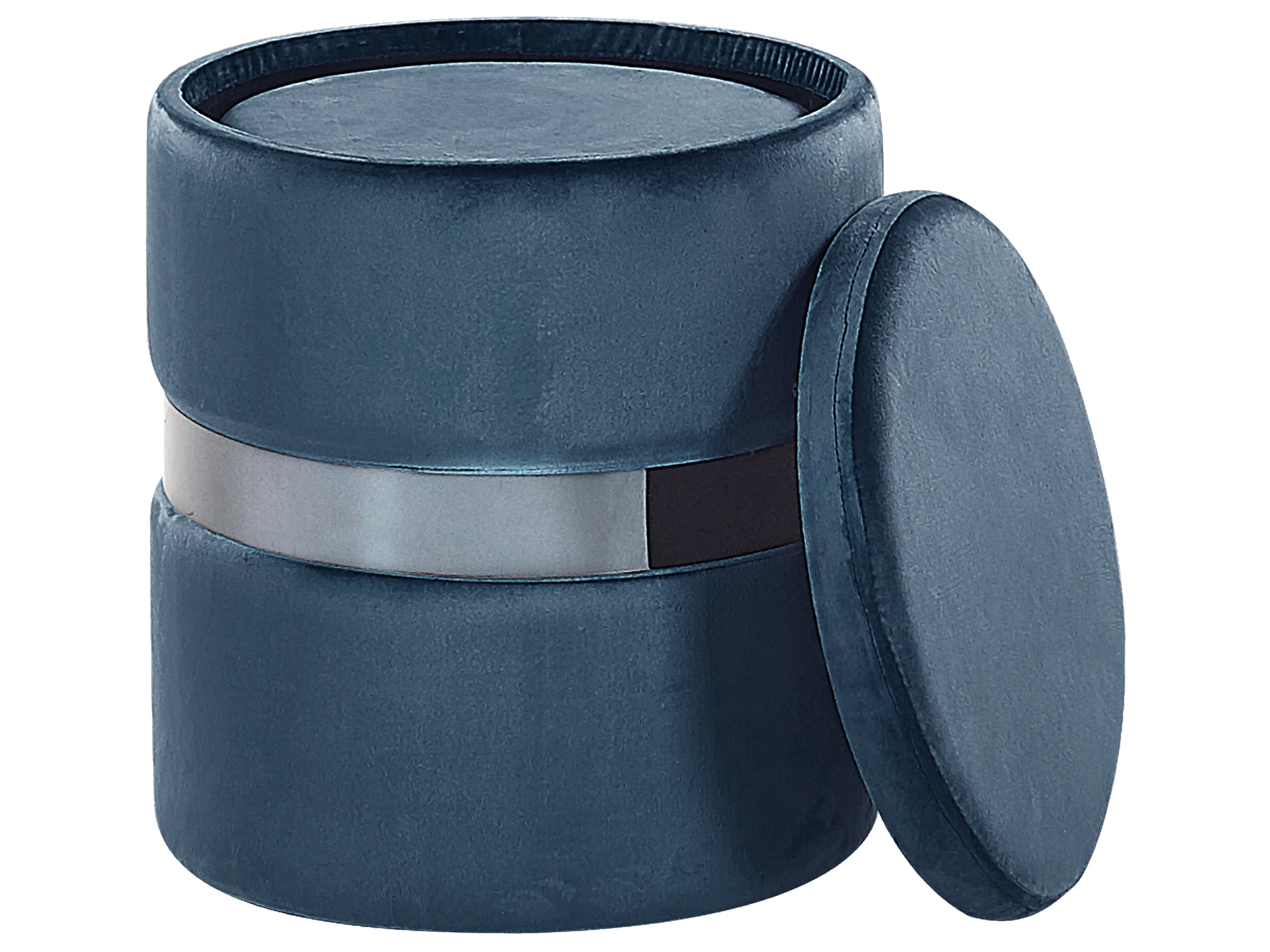  Set Of 2 Storage Pouffes DORIS Velvet Blue
