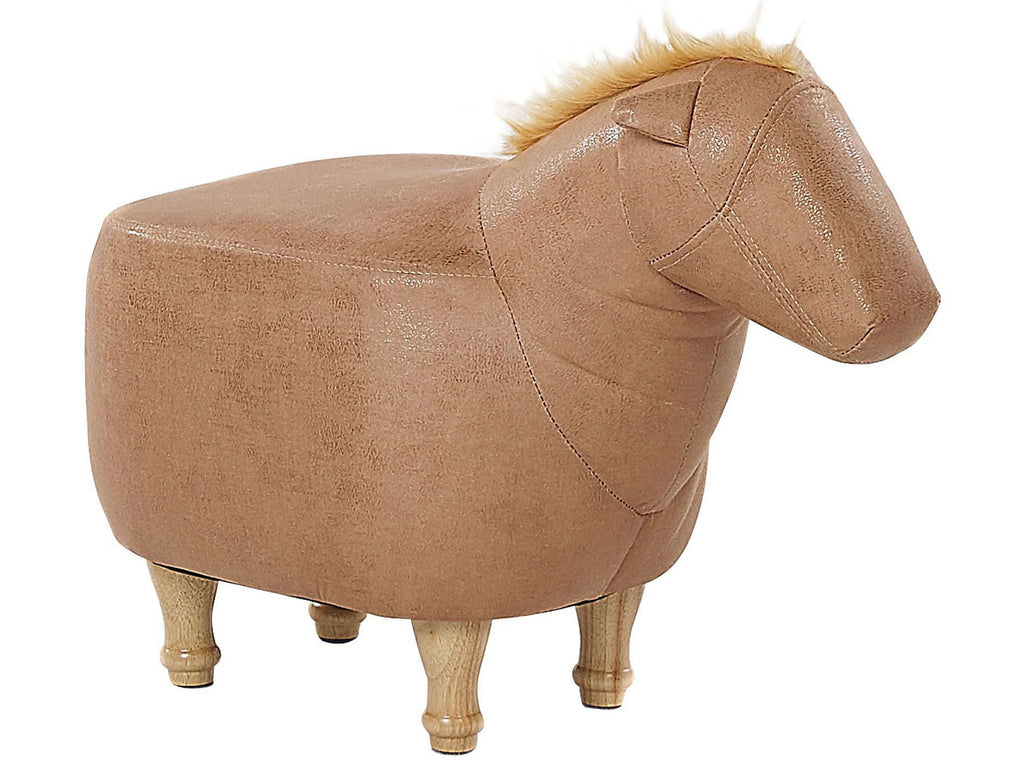  Animal Stool HORSE Faux Leather Sand Beige Horse