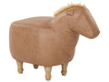  Animal Stool HORSE Faux Leather Sand Beige Horse
