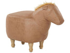  Animal Stool HORSE Faux Leather Sand Beige Horse