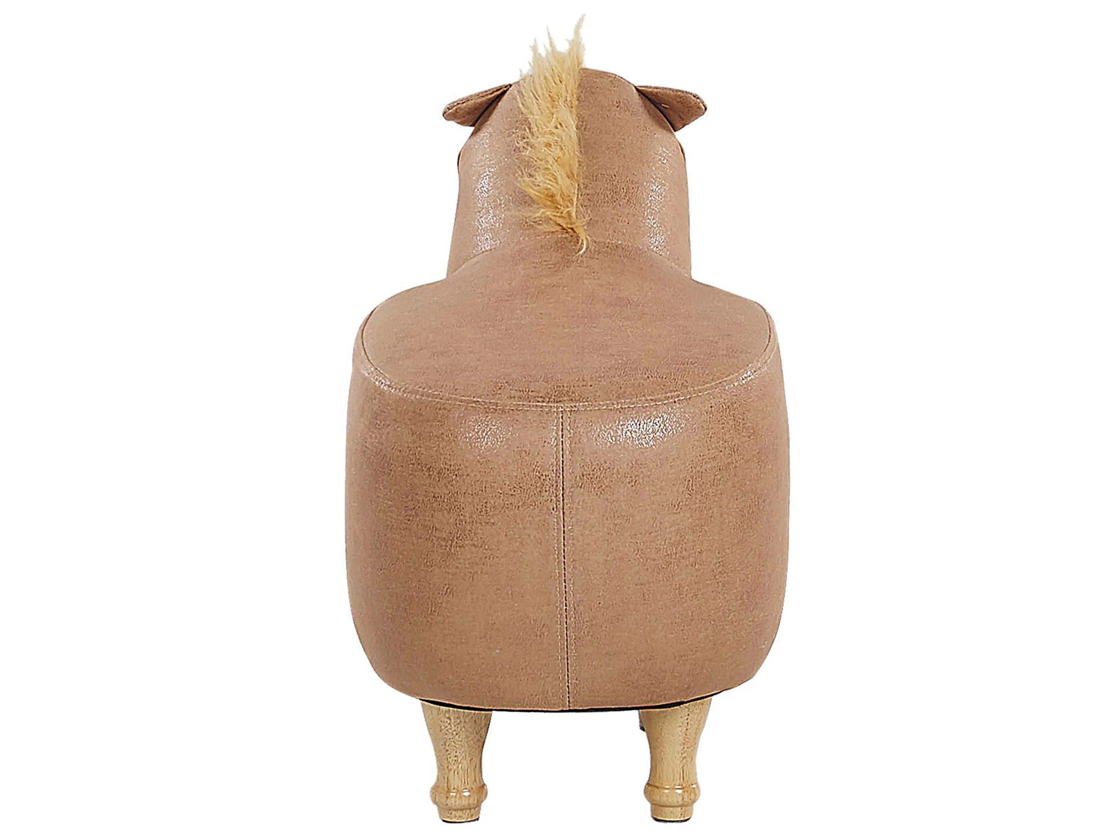  Animal Stool HORSE Faux Leather Sand Beige Horse