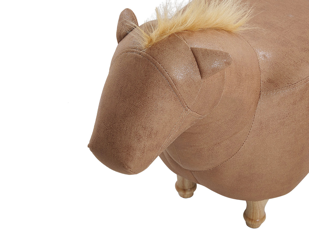 Animal Stool HORSE Faux Leather Sand Beige Horse