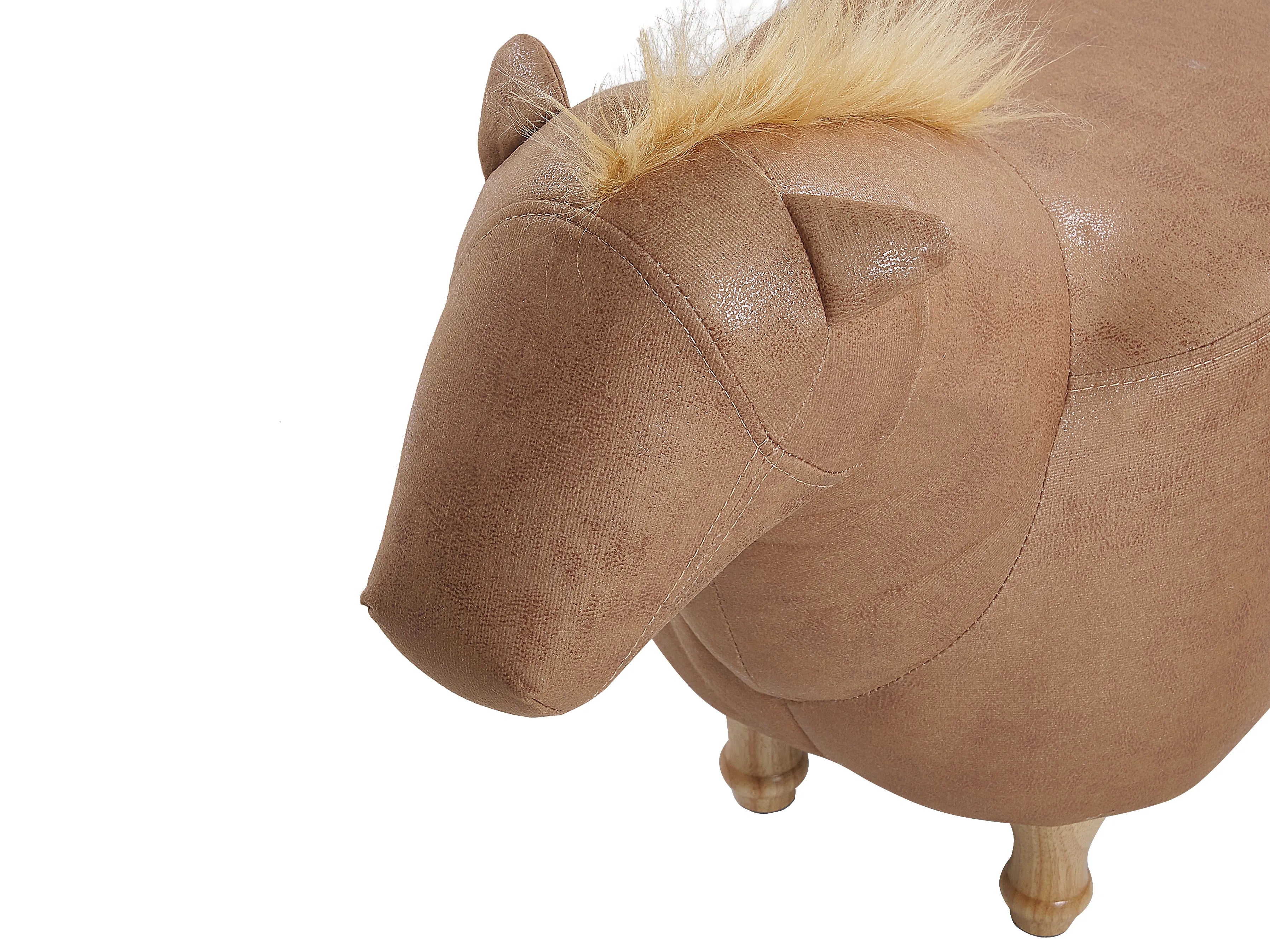  Animal Stool HORSE Faux Leather Sand Beige Horse