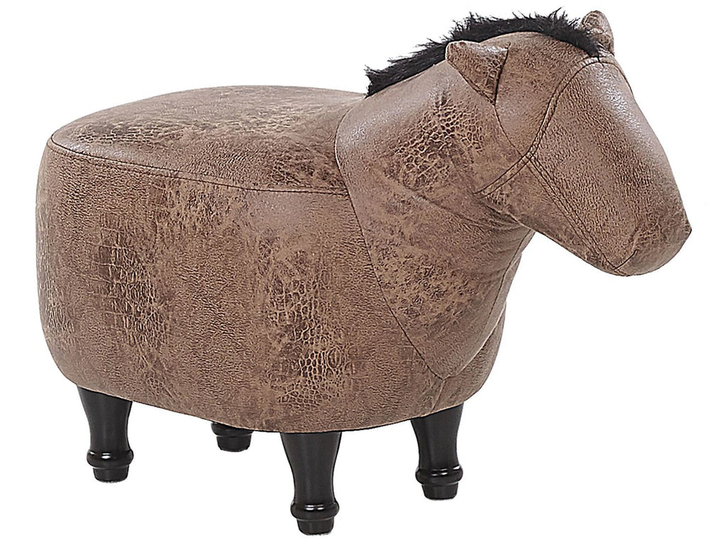  Animal Stool HORSE Faux Leather Light Brown Horse