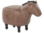  Animal Stool HORSE Faux Leather Light Brown Horse