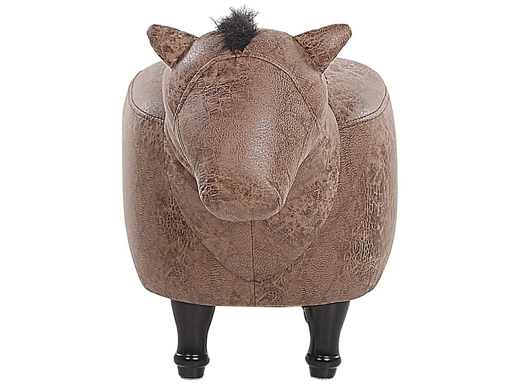  Animal Stool HORSE Faux Leather Light Brown Horse