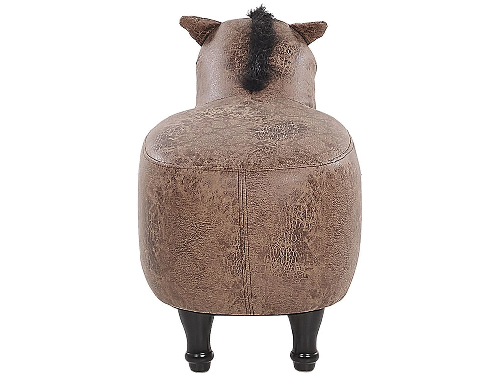  Animal Stool HORSE Faux Leather Light Brown Horse