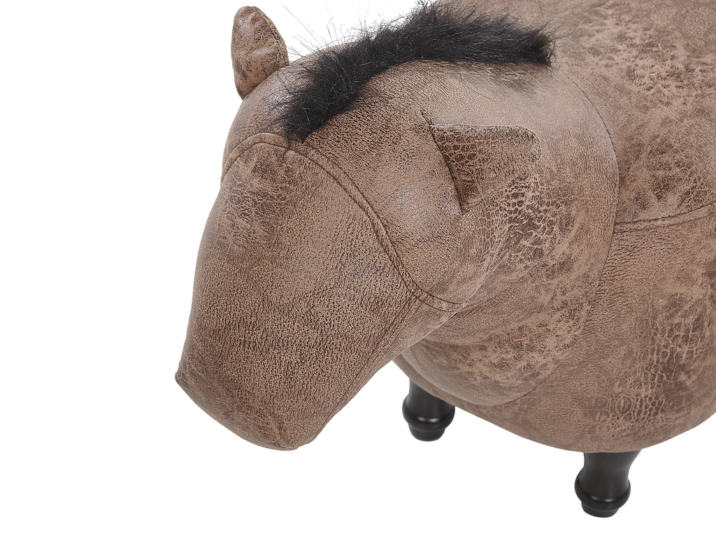  Animal Stool HORSE Faux Leather Light Brown Horse