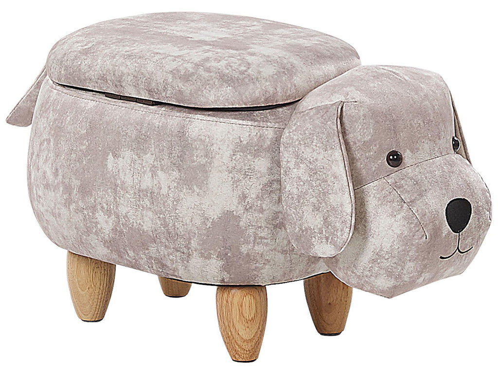  Storage Animal Stool DOGGY Velvet Beige Dog