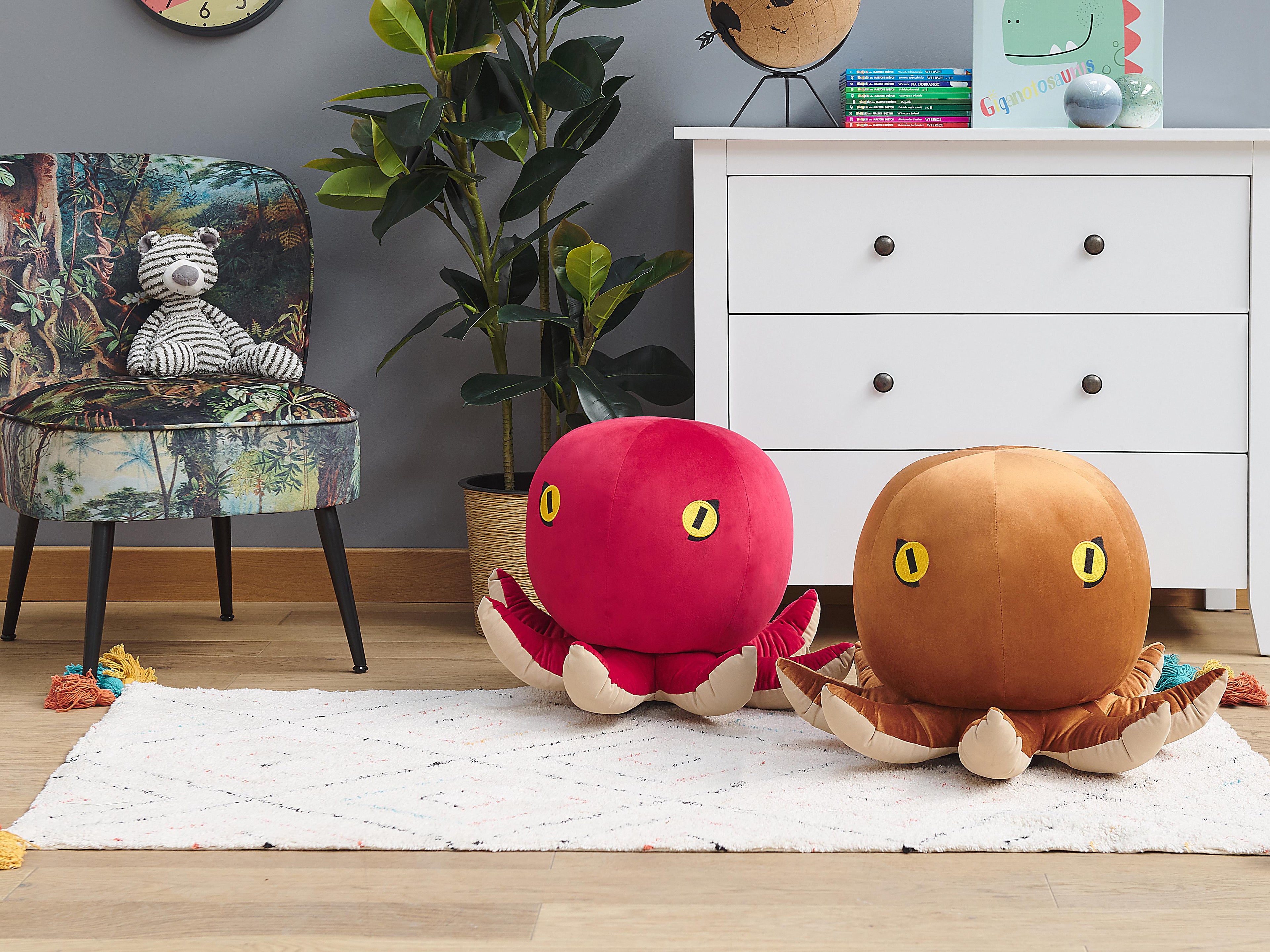  Animal Stool OCTOPUS Velvet Golden Brown Octopus